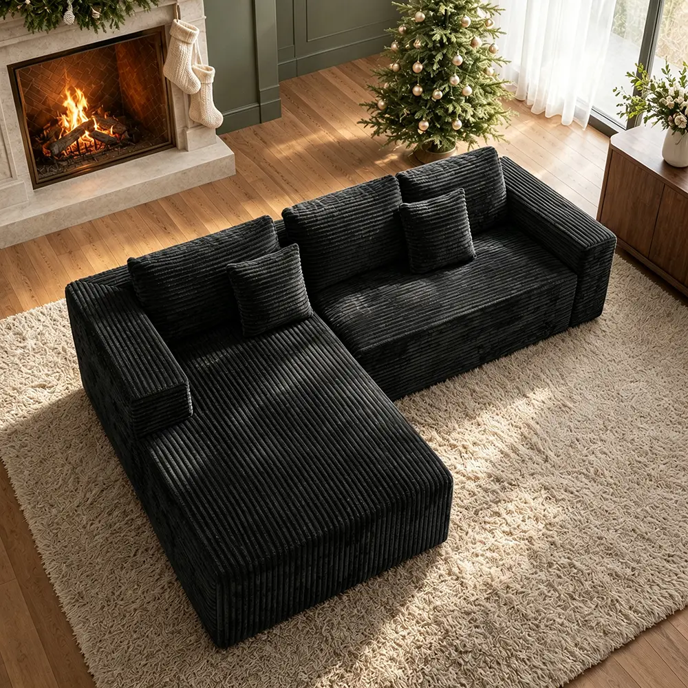 DIGWAC Modern Modular L-Shaped Recliner Sectional Upholstered Sofa - Sturdy Upgraded Independent Pocket Spring Base, Soft Corduroy Fabric, Layered Memory Sponge Padding, Deep Seat Living Room Couch, No Assembly Needed, Ships in 2 Packages, Modern Sofas, F