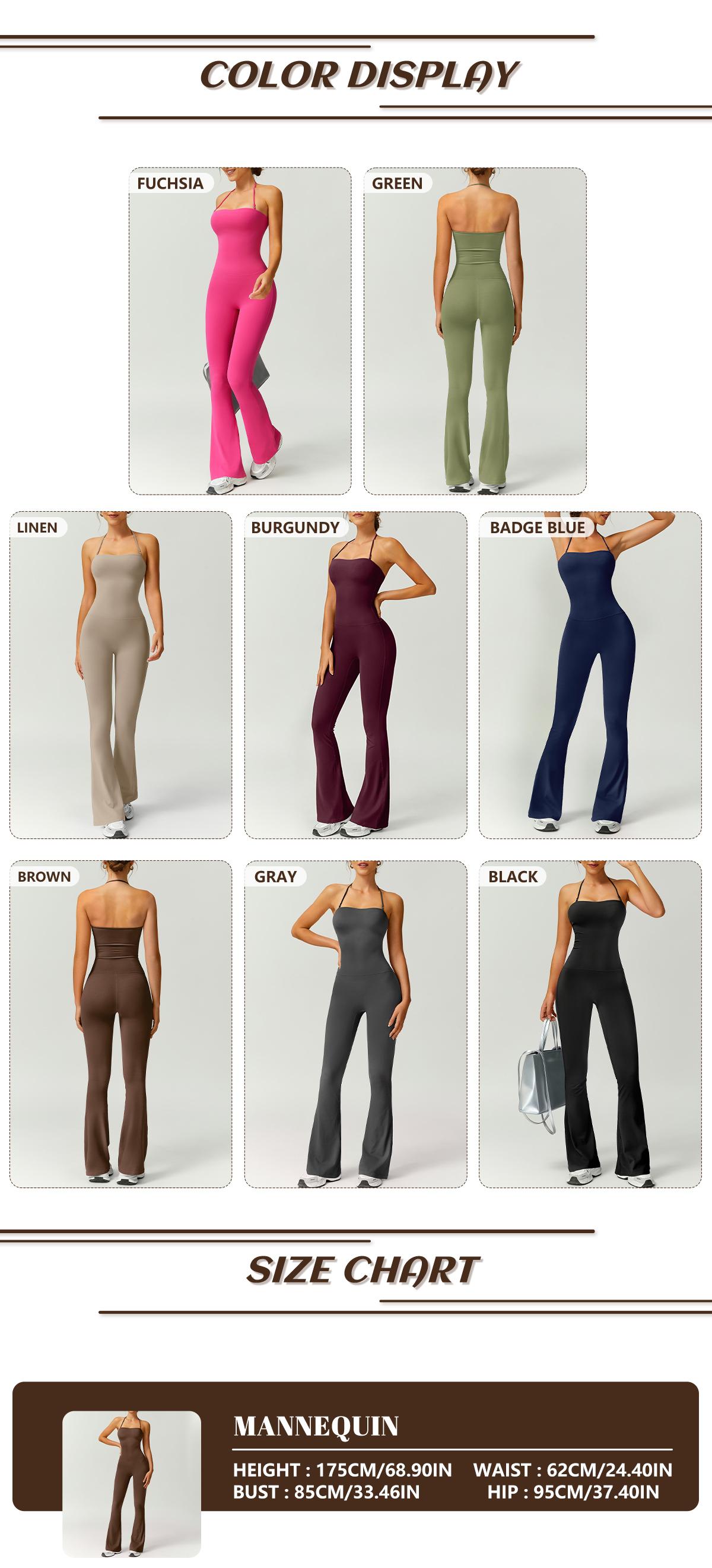 TimeOFF Women's Halter Neck Bodycon Flared Leg Jumpsuit – Stylish & Comfortable for Fitness & Fashion,Stylish & Comfortable Athleisure Outfit, Butt Lifting, High Waist Workout Gym Clothing Stretchable Activewear,jumpsuit women