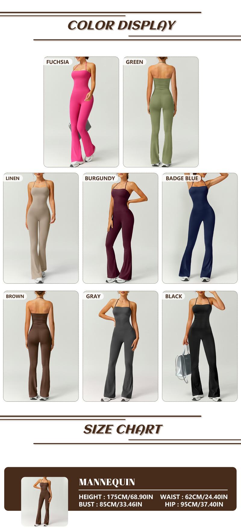 TimeOFF Women's Halter Neck Bodycon Flared Leg Jumpsuit – Stylish & Comfortable for Fitness & Fashion,Stylish & Comfortable Athleisure Outfit, Butt Lifting, High Waist Workout Gym Clothing Stretchable Activewear,jumpsuit women