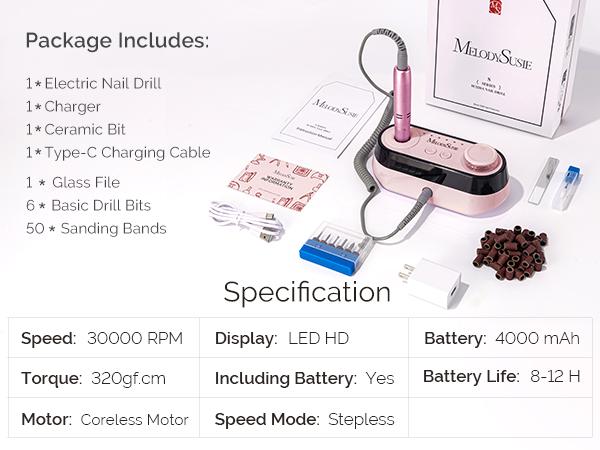 SC320A Desktop Multifunctional Rechargeable Nail Drill 30,000RPM with Elegant Design for All Manicure Shaping & Gel Removal, Ideal for Nail Artists & Home Use