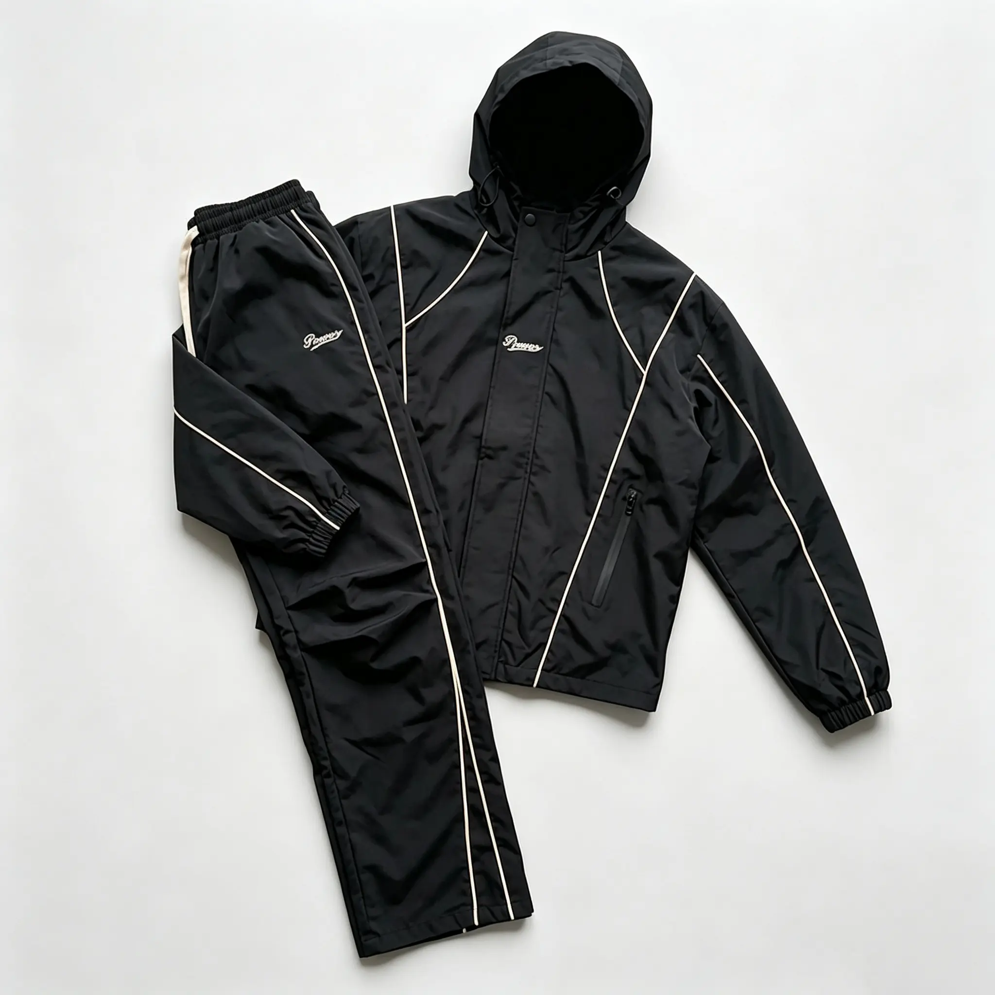 men's sweatsuit set Outdoor Windproof full zipper closure Jacket Stylish Hooded Athletic Coat Straight-Leg Casual pants para men 2 piece sets Athleisure Outfits Athleisure Tracksuit Set