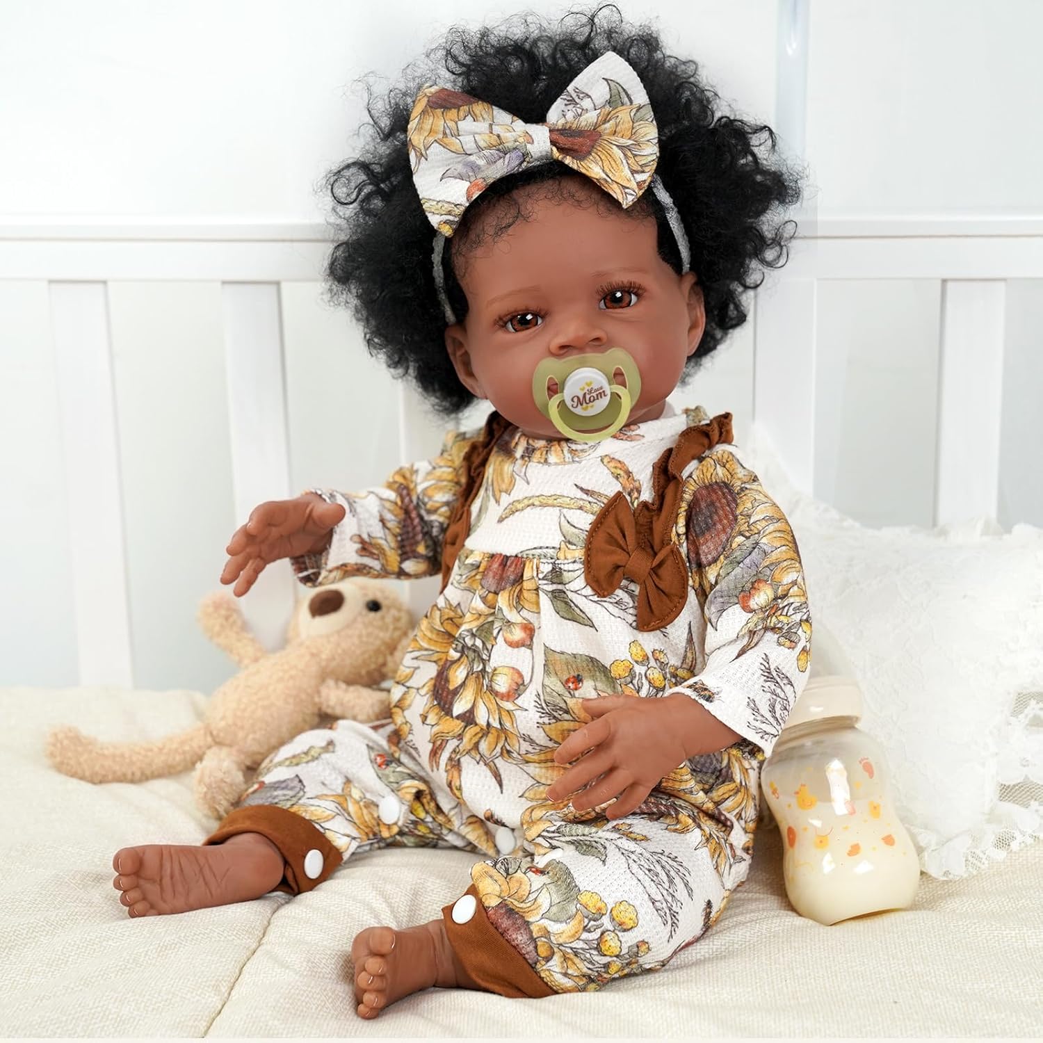 Babeside Newborn Real Life Reborn Baby Doll Dark Skin Black African American Toddler Doll Laney with Cloth Body for Kids Age 3 Rebornbabydoll