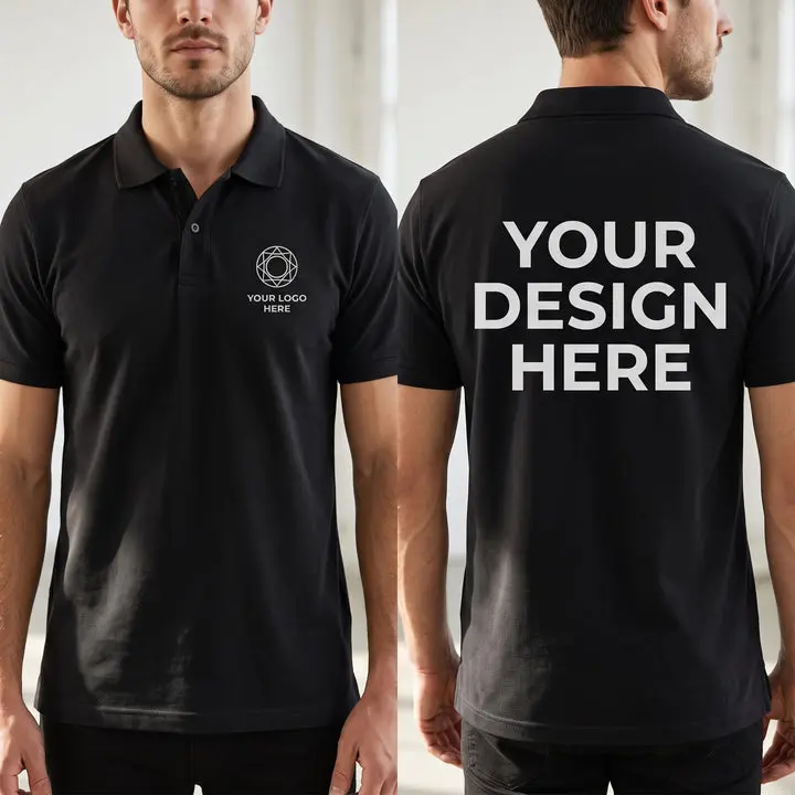 Custom Logo Polo Shirt, Front and Back Logo Design, Company Uniform for Staff, Business Team Apparel, Church Groups and Golf Event Polo