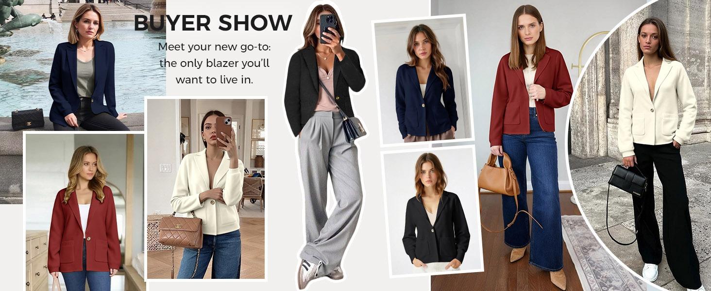 FISOEW Sports Womens Casual Sweater Blazers Open Front Long Sleeve Work Office Suit Knit Jackets Blazer FallFreshness Slim Soft,Valentine's Day Gift Recommendations SpringStatements