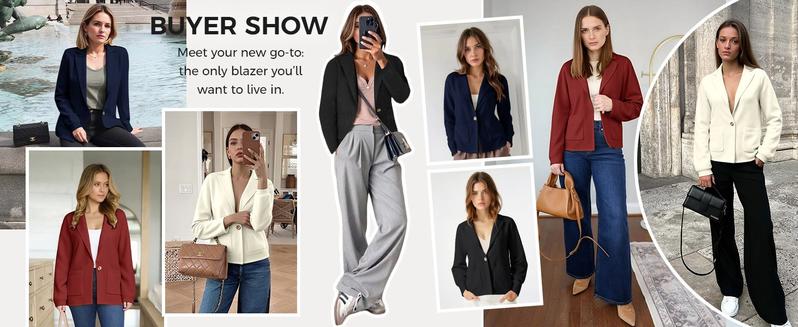 FISOEW Sports Womens Casual Sweater Blazers Open Front Long Sleeve Work Office Suit Knit Jackets Blazer FallFreshness Slim Soft,Valentine's Day Gift Recommendations