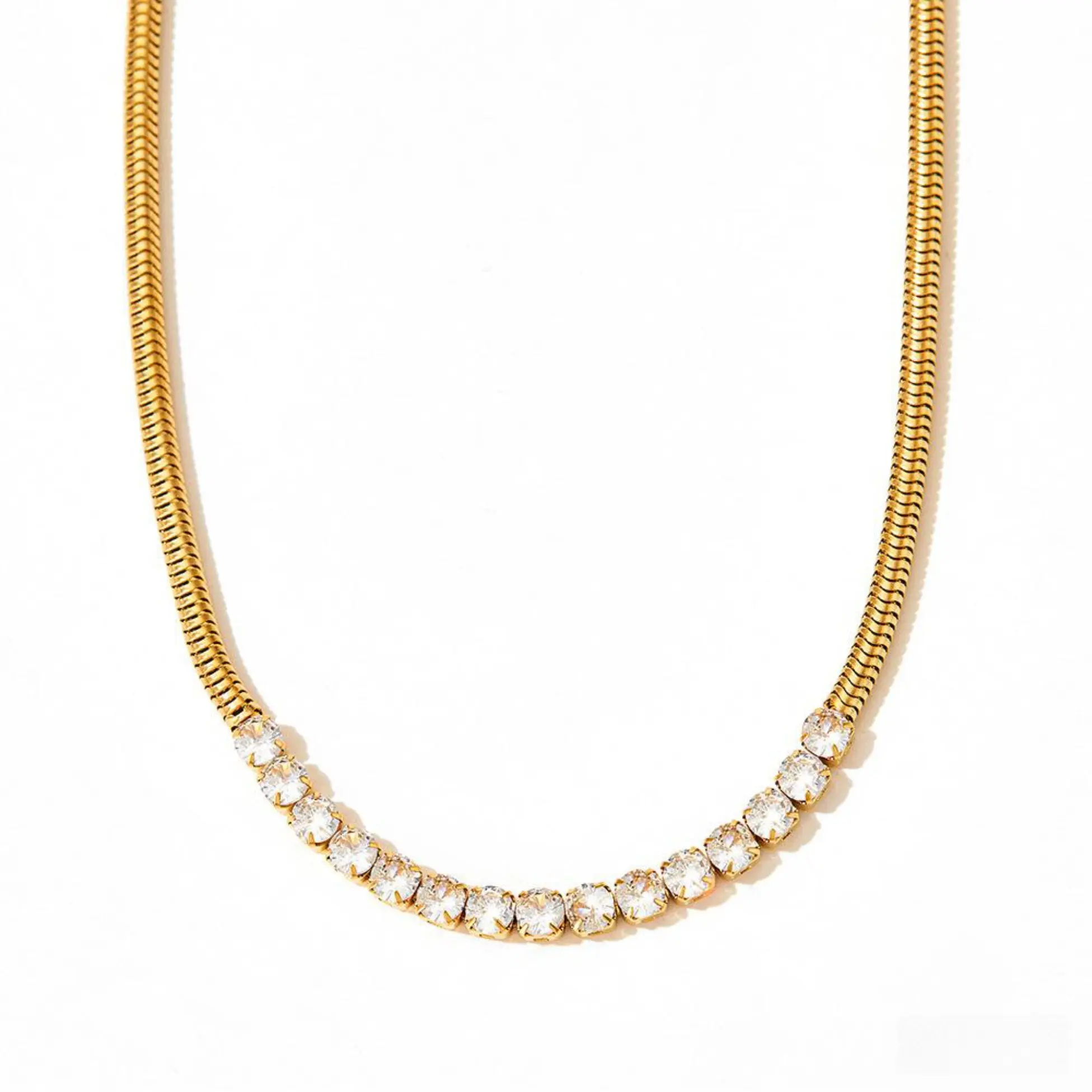 Diamond Inlaid Snake Chain Necklace