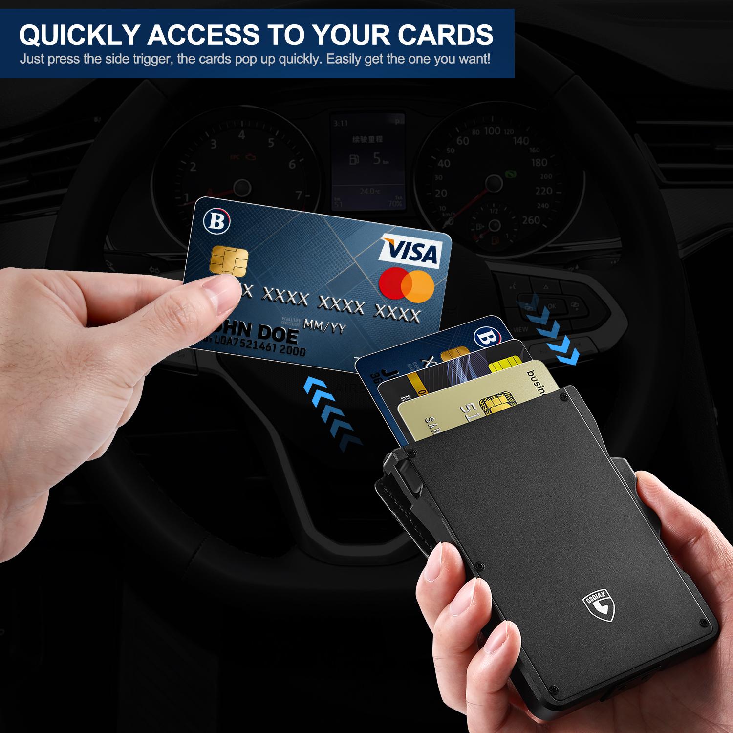 GSOIAX Men's Minimalist Bifold Wallet with RFID Blocking - Pop-Up Quick Access Card Holder, Holds 12 Cards and Cash, Carbon Fiber Material - Perfect Gift GSOIAX Men's Minimalist Bifold Wallet with RFID Blocking - Pop-Up Quick Access Card Holder, Holds 12 Cards and Cash, Carbon Fiber Material - Perfect Gift