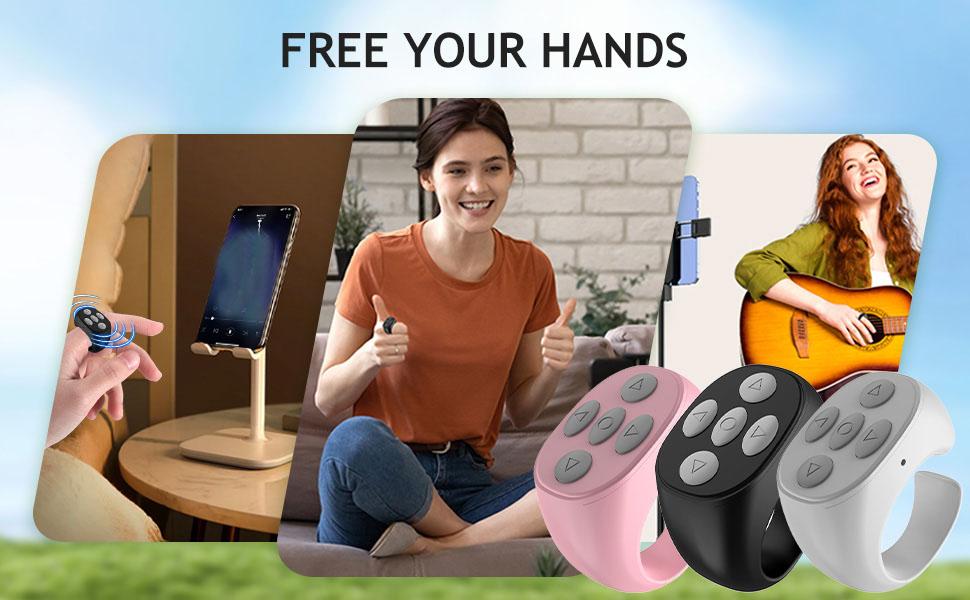 TikTok Scrolling Remote Control, YouTube Shorts Fingertip Clicker, Page Turner for eBook Reading, Camera Shutter Controller for Photo and Video, Connect via Bluetooth USB C Charge, for Smartphones