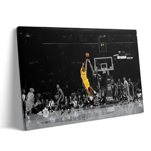 Kobe Bryant Canvas Wall Art Decor - Iconic Lakers No. 24 Game-Winning Shot, Basketball Legend Tribute Artwork, Sports Canvas Wall Art Decor for Home