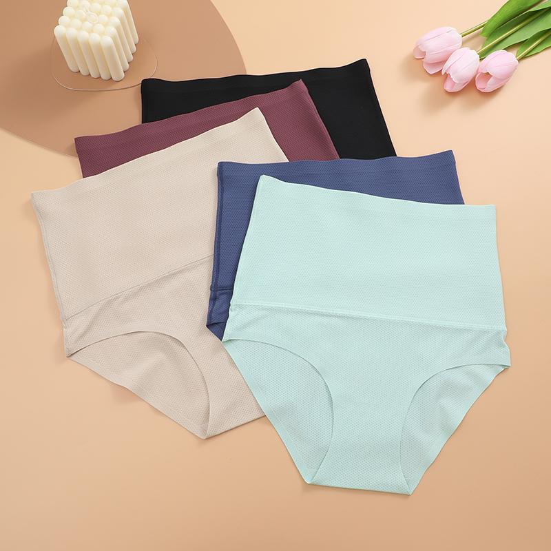 FINETOO 4Pcs  Women's Underwear High Waist Breathable Briefs Comfort  Underpants Ladies Springtok Stretch Smooth Panties 4 Pack Seamless Womenswear