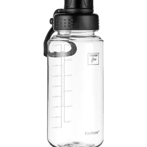 32 oz Clear BPA-Free Tritan Water Bottle with Fast-Flow Spout Lid, Leakproof Wide-Mouth Reusable Bottle for Gym, School & Office (Clear&Black)