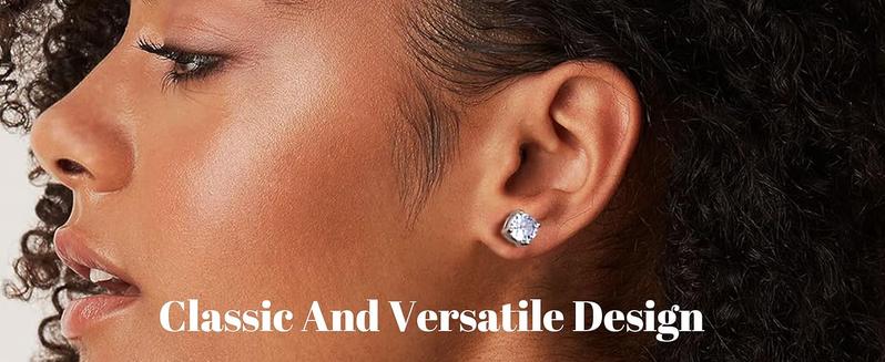 Cassieca 2 Pairs Stainless Steel Magnetic Stud Earrings for Men Women Non-piercing CZ 5-9MM CZ Hypoallergenic Crystal Jewellery earrings  lovers