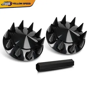 Front Wheel Covers 33mm Hub Axle Semi Truck ABS Plastic Satin Black 1Pair