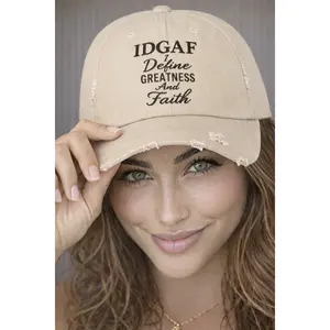 IDGAF Define Greatness and Faith Cap | Distressed Baseball Hat