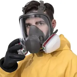 Full Face Mask, Reusable Dustproof Mask with Filter, Industrial Anti-poison Mask, Protective Mask, Reusable Respirator Mask, Breathable Protector Face Cover for Outdoor Sports