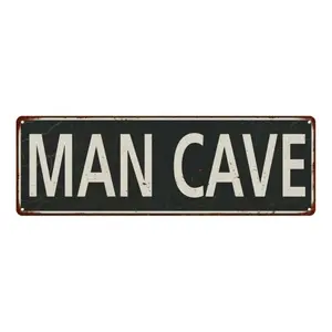 Man Cave Sign, Vintage Looking Man Cave Decor, Shabby Chic Gift, Garage Home Bar Sign, Gift for Him Dad Grandpa