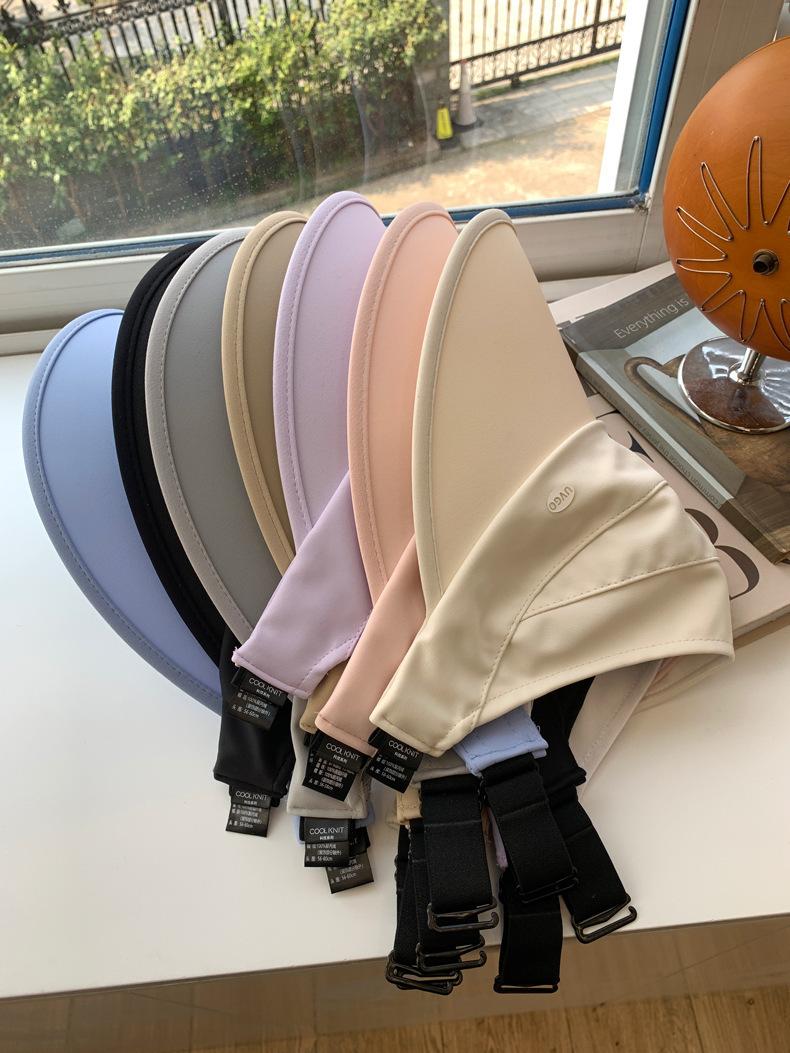 2 Pack UPF 50+ Women's Open-Top Sun Visor Hat, Large Brim UV Protection Sun Hat for Ponytail, Foldable Outdoor Beach Golf Running Sun Hat for Summer, Face Slimming Design