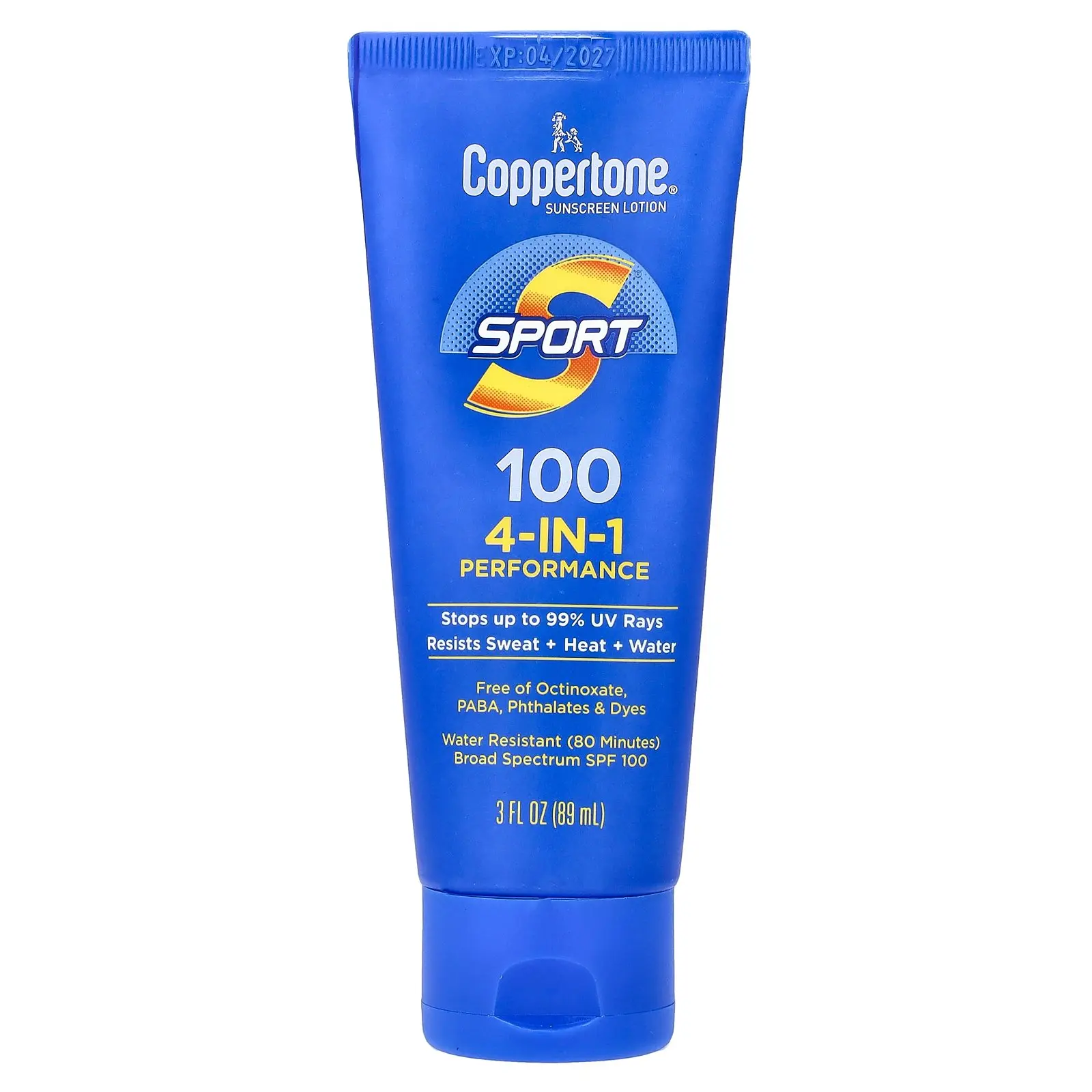 Coppertone Sport, Sunscreen Lotion, 4-In-1 Performance, SPF 100, 3 fl oz (89 ml) | HSA/FSA Eligible