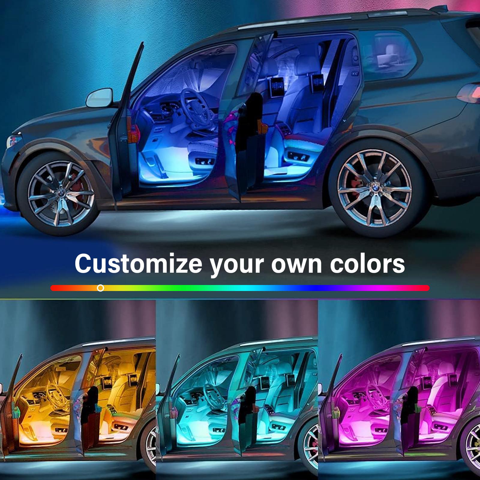 Car Foot Atmosphere Light Car LED Lights, Smart Car Interior Lights with App Control, RGB Lights with DIY Mode and Music Mode, 2 Lines Design LED Lights for Cars with Car Charger, 12V Car Accessories Carconversion