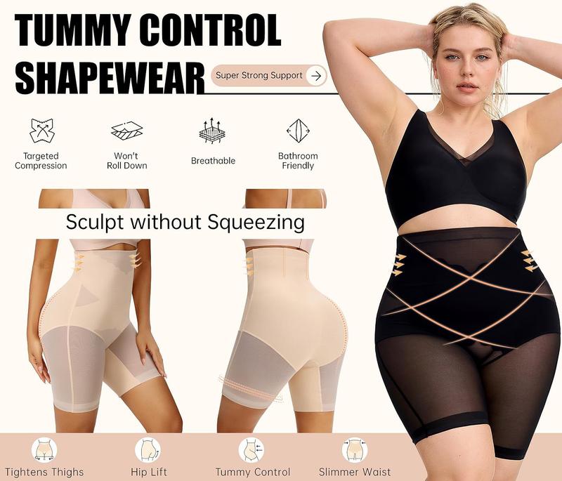 OEAK Comfortable Shapewear for Women Tummy Control High Waisted Shapewear Shorts Targeted Compression Breathable Body Shaper