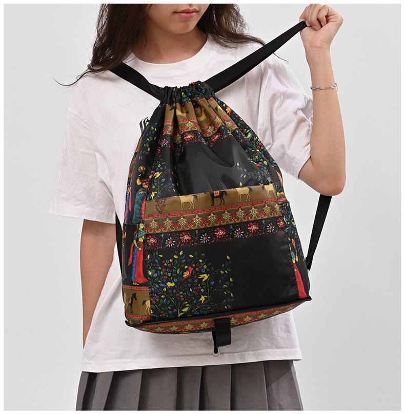 Foldable Drawstring Lightweight Backpack Portable Stylish Large Capacity Travel Storage Bag Basketball Bag