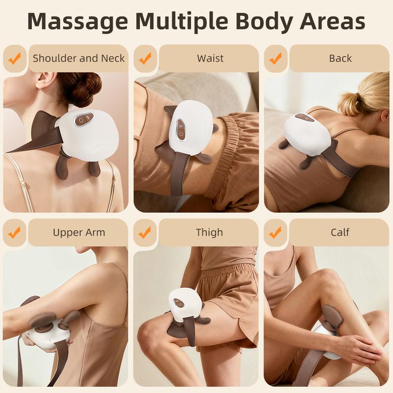 Hand Shoulder and Neck Massager Cordless Therapalm for Pain Relief with 2 Temp Levels 3-Speed Settings & Heat Function Deep Tissue Kneading masajeador con calor wireless portable electric acupressure