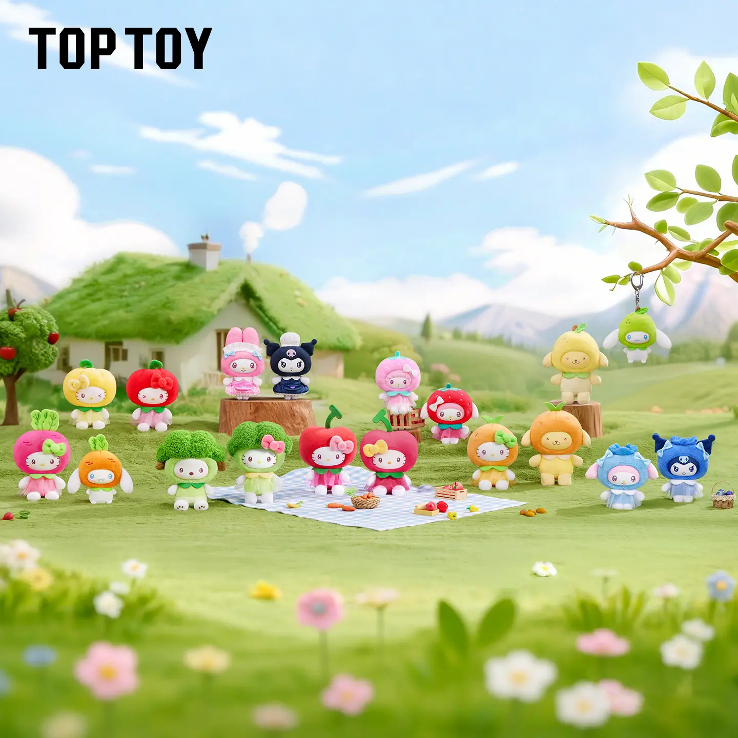 TOPTOY SR Characters Fruit & Vegetable Series Cute Mini Stuffed Animal Keychain Blind Box - Ages 8+, Collecting Keychain Collectibles, Ideal for Daily Carry, Bag Decoration, New Year Gifting, Mini Useful Gifts