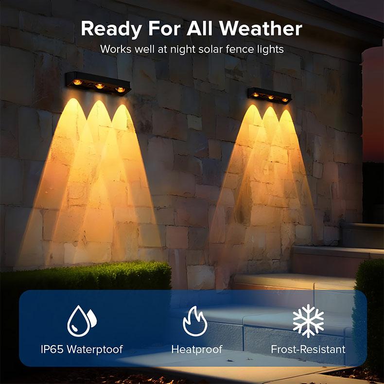Solar Powered Fence Light Outdoor Waterproof LED Lighting with Sync Color Changing Modes, Ideal for Garden, Porch, Patio, Step, Wall, Pathway, Yard Decoration — Christmas Landscape Lights, Perfect for TikTok Shop Black Friday Deals