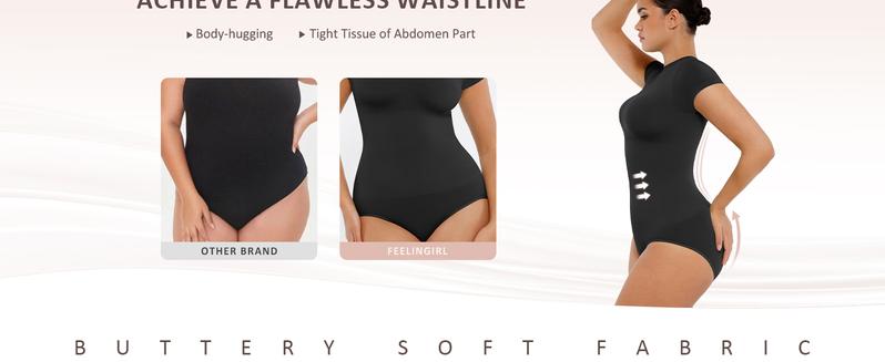 FeelinGirl Women's Crew Neck Cloud Bodysuits Fashion Short Sleeve Tops Stretch Basic Body Suit T Shirts Fit Comfortable Springtok