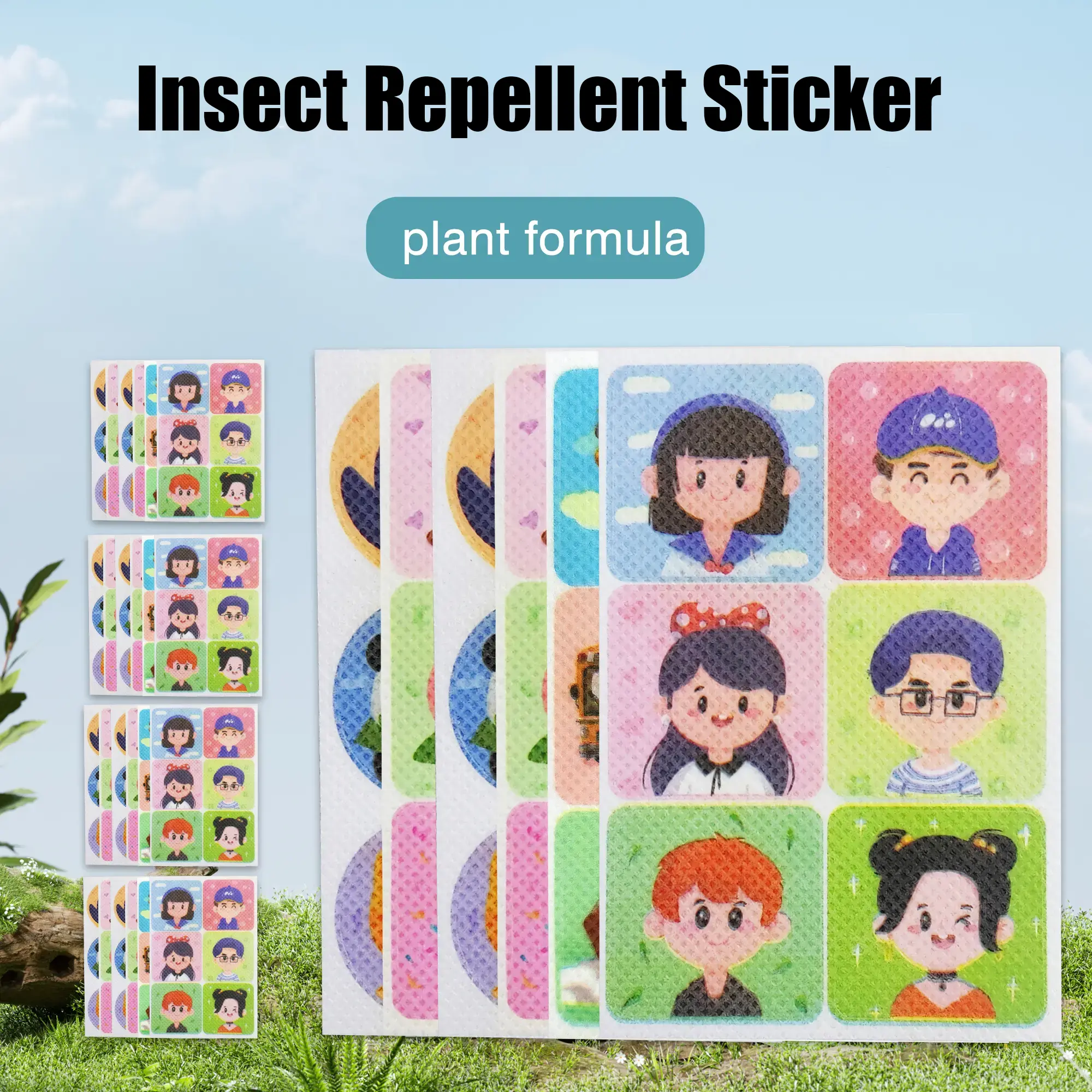 Animal Print Anti-Mosquito Adhesive Stickers with Citronella Oil & Lemongrass, Cartoon Patch Insect Repellent Patches for Bags & Clothes, Indoor/Outdoor Long-Lasting Effect