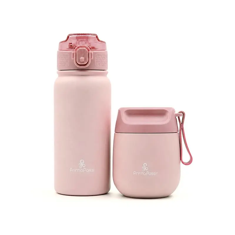 Primo Passi - Insulated Bottle + Insulated Food Jar - Rose Pink