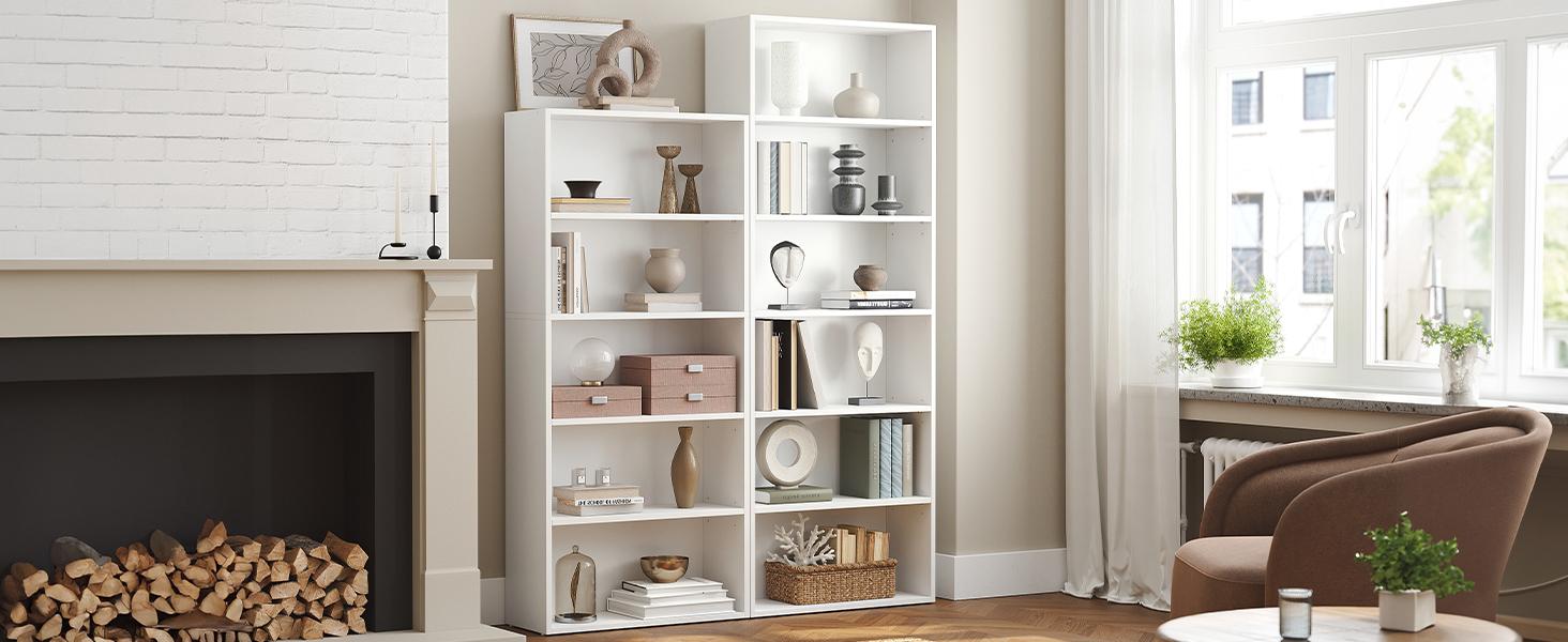 VASAGLE Bookshelf, 5-Tier Bookcase, Book Shelf, Open Storage Shelf, 9.4 x 23.6 x 52.8 Inches, for Living Room, Home Office, Dinning Room