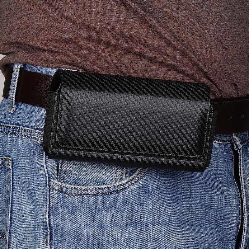 Dual Phone Holster pouch PU Leather Belt Clip Card Slot Magnet Man Waist Bag Carrying Perfect For Outdoor Daily Use