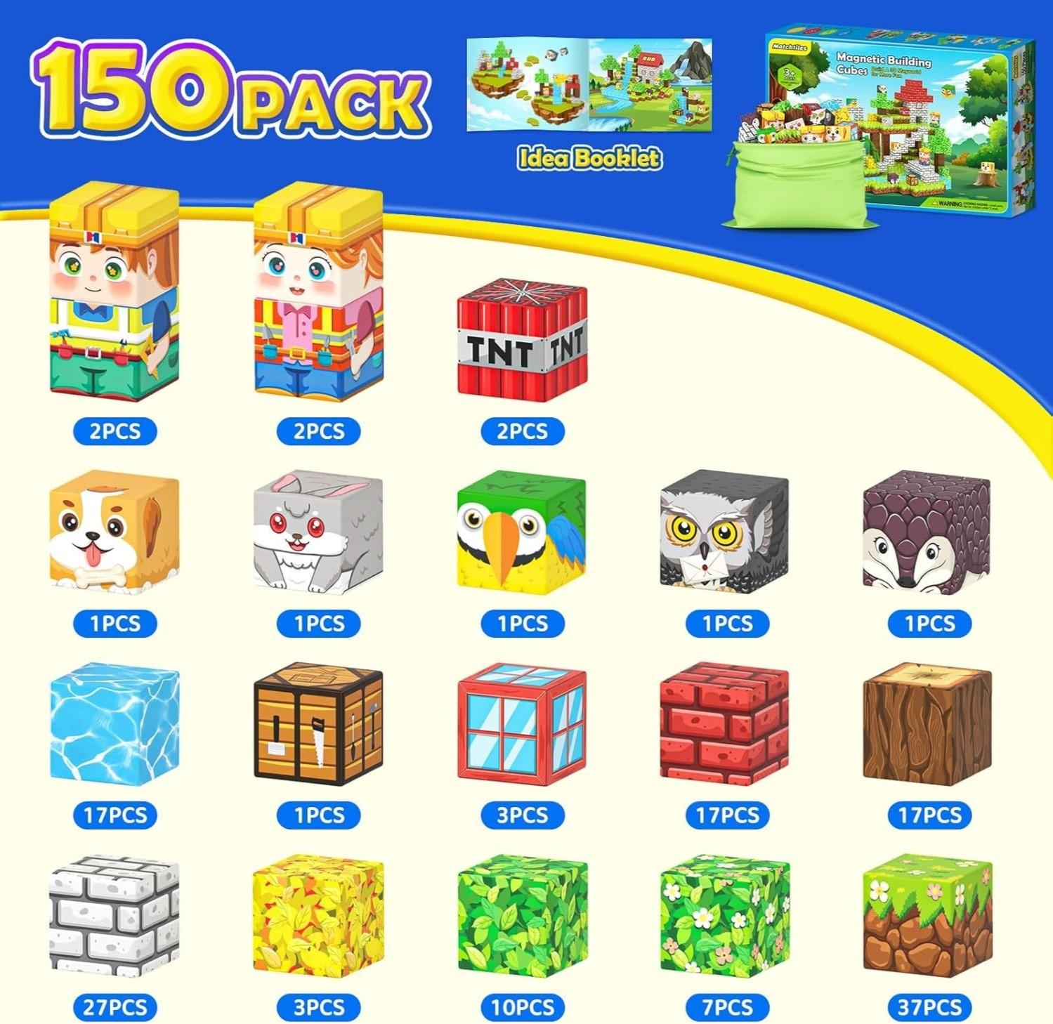 Magnetic Blocks with Drawstring Bag Mine Magnet World Building Toys STEM Montessori Sensory Toys Birthday Couple Christmas Gifts