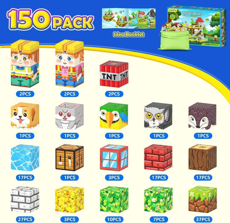 Magnetic Blocks with Drawstring Bag Mine Magnet World Building Toys STEM Montessori Sensory Toys Birthday Couple Christmas Gifts