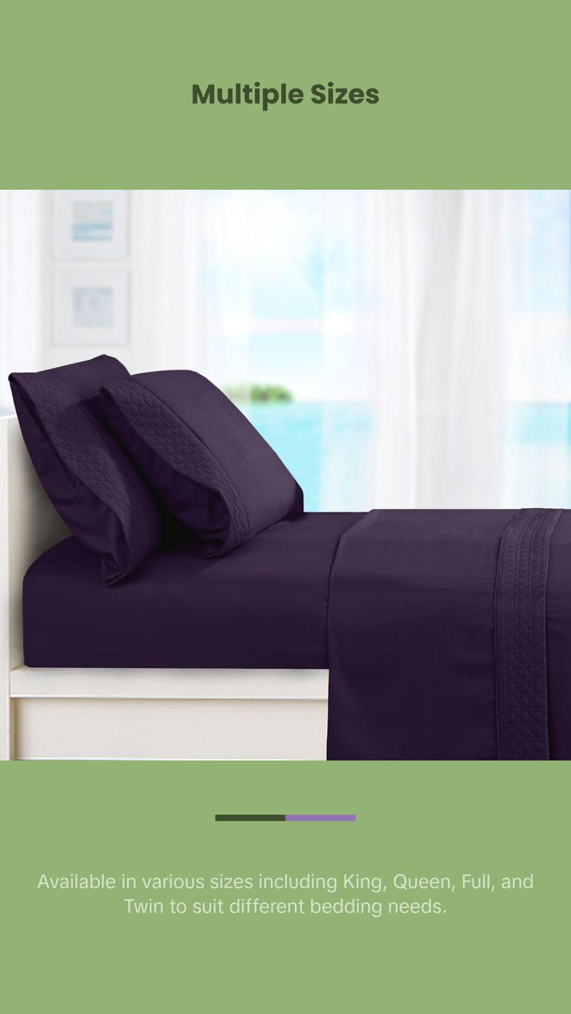 Elegant Comfort Quilted 4-Piece Sheet Set - Premium Hotel Quality with Deep Pocket and Quilted Hem Design