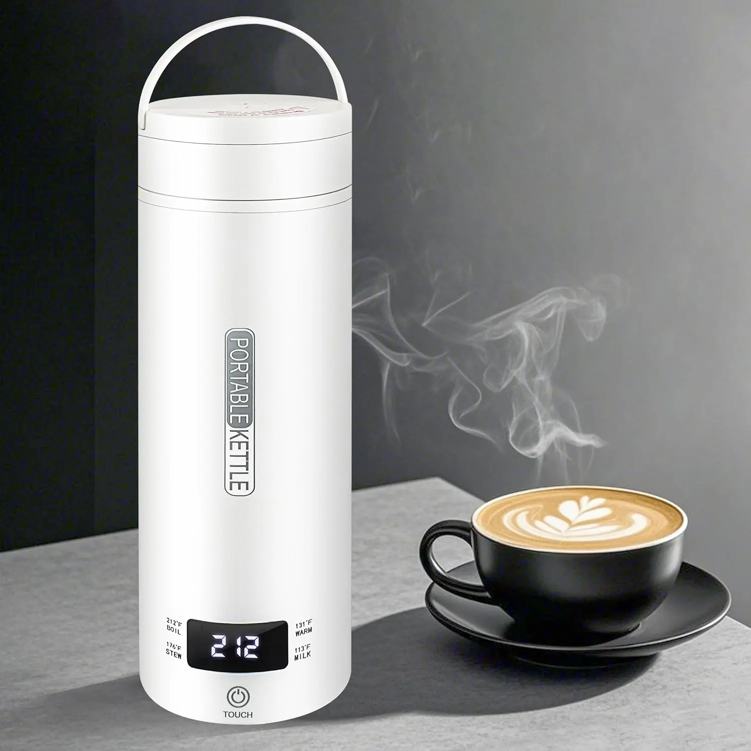 Portable Electric Kettle Travel Electric Kettle (Plug-in version), Mini Tea Coffee Kettle Water Heater with 4 Temperature Controls, Household Appliances for Home Kitchen, Compact Fast Heating Kettle for Daily Use