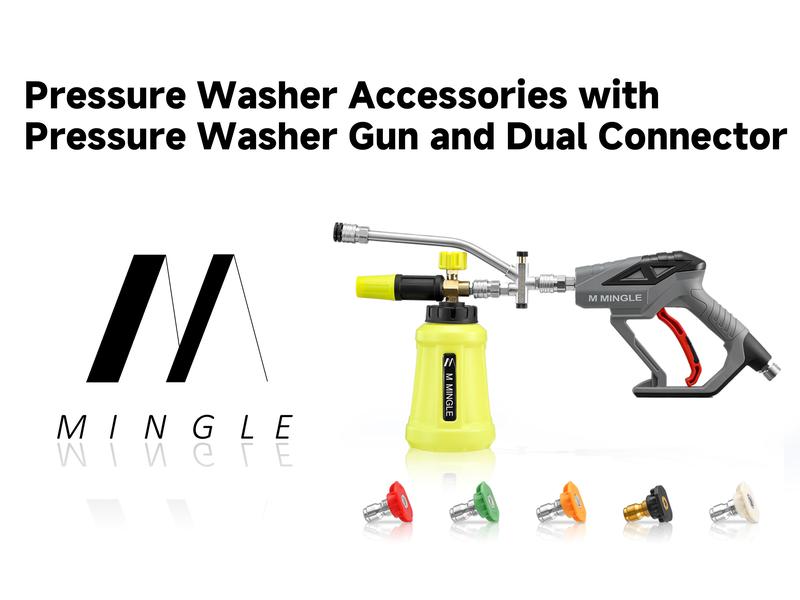 M MINGLE Pressure Washer Snow Foam Lance 1L 4000 PSI MAX 1/4" Quick Connector Adjustable Spray Nozzle for Car Wash, Motorcycle Detailing