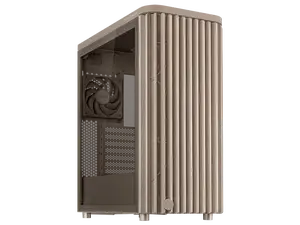ASUS ProArt PA401 Wood Edition Beige ATX case features a tempered glass panel, supports GPUs up to 315mm, 240mm radiator, 160x32mm fans, button lock, and detachable PSU bracket