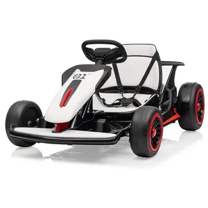 Electric Drift Go Kart for Kids, Go Kart with 200W Dual Motor & 7AH Battery, 8.1MPH Max Speed, 360° Drifting, 5-Point Safety Belt, 110LBS Load,USB/MP3 Player,White, Drifting Adventures, Driving Experience
