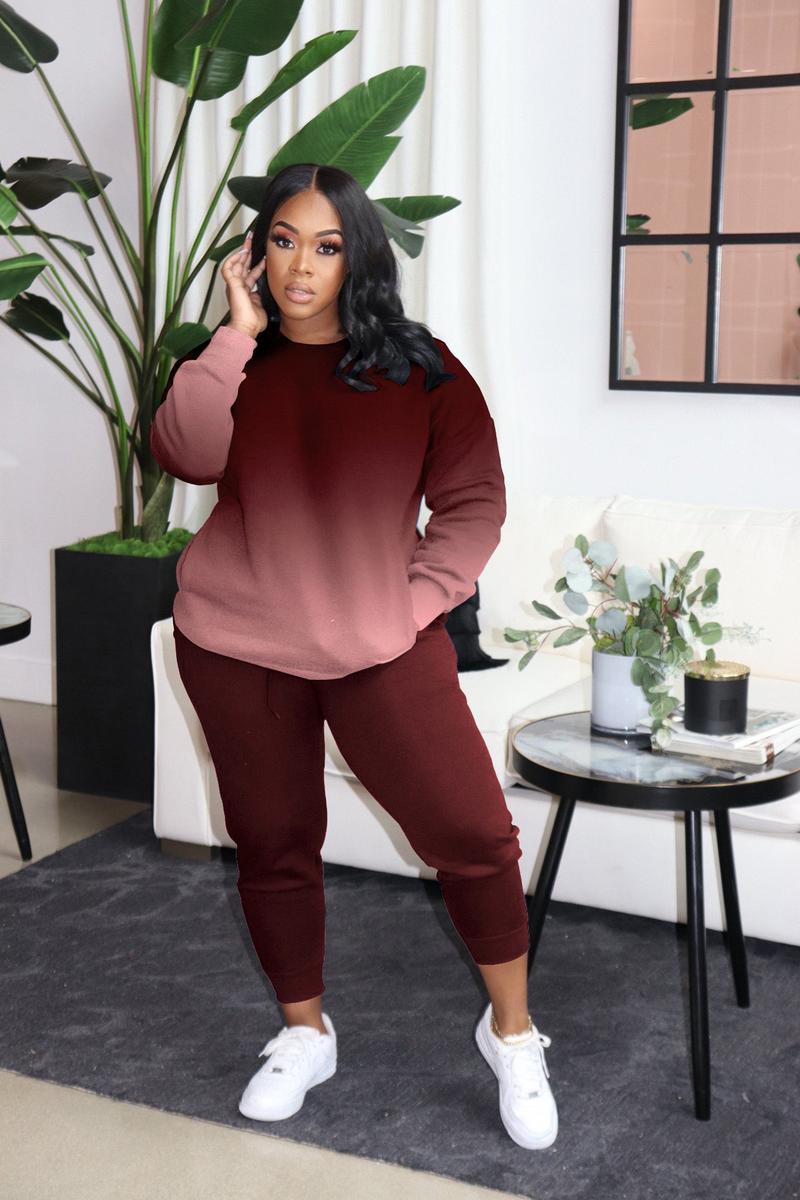 USBOUTIQUECHIC Women's Plus Size Black Fitted Crewneck Sweatshirt & Drawstring Waist Sweatpants Set Casual Round Neck Long Sleeve Pullover & Trousers for Fall Winter Clothing Outfits Minimalist Style