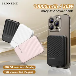 BRONEMZ Magnetic Wireless Power Bank 15000mAh, 30W Fast Charging Portable Charger for MagSafe, Ultrathin External Battery Pack GaN Type-C, Magnetic Phone Charger for iPhone 16 15 14 13 Pro Max, Samsung, Travel Power Supply Mobile Power Bank
