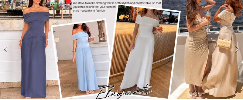 ZESICA Women's Off The Shoulder Maxi Dress 2025 Summer Sleeveless Casual Slim Swing Pleated Formal Party Dresses ZESICA Women's Off The Shoulder Maxi Dress 2025 Summer Sleeveless Casual Slim Swing Pleated Formal Party Dresses