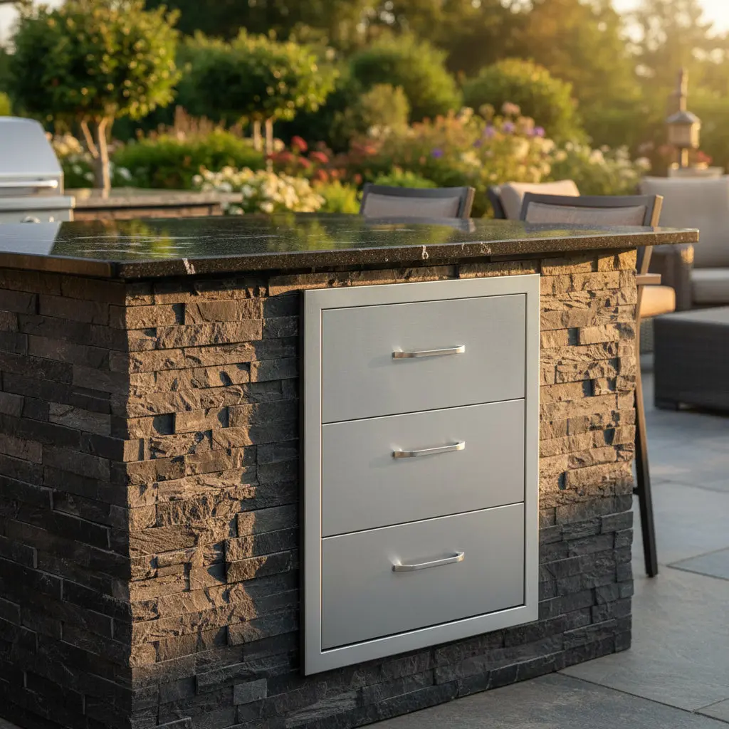Outdoor Kitchen Drawer Cabinet | Stainless Steel BBQ Island