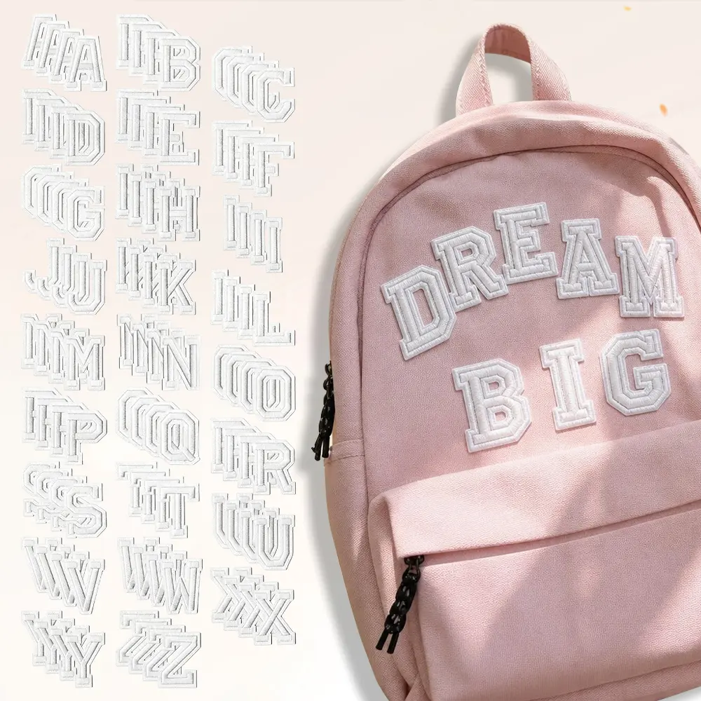4 pack Iron on Letters Patches Letters A-Z Embroidered Applique Patches Fabric Letters Applique Patch for Clothes, Hat, Socks, Jeans, Jerseys