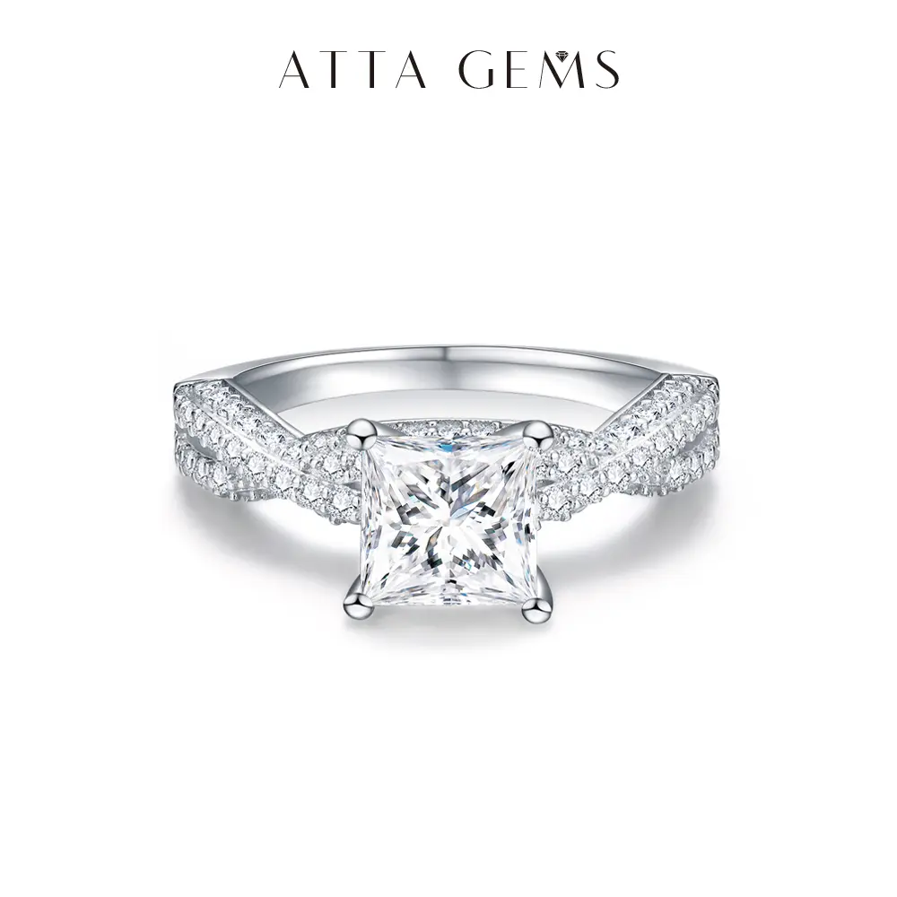 ATTAGEMS Synthetic Moissanite Princess Cut 2.0CT D Color VVS1 Solitaire Engagement Ring - Moissanite Decorated Ring for Women, Anniversary Gift R074, Solitaire Engagement Rings summerwins tiktokshopbacktoschool