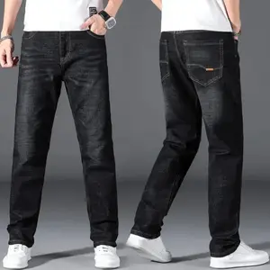 Plus Size 42 44 46 48 50 Classic Men's Jeans Loose Straight Black Blue Stretch Business Casual Trousers Male Brand Pants Ripped Pocket Design skinny jeans baggy pants black jeans