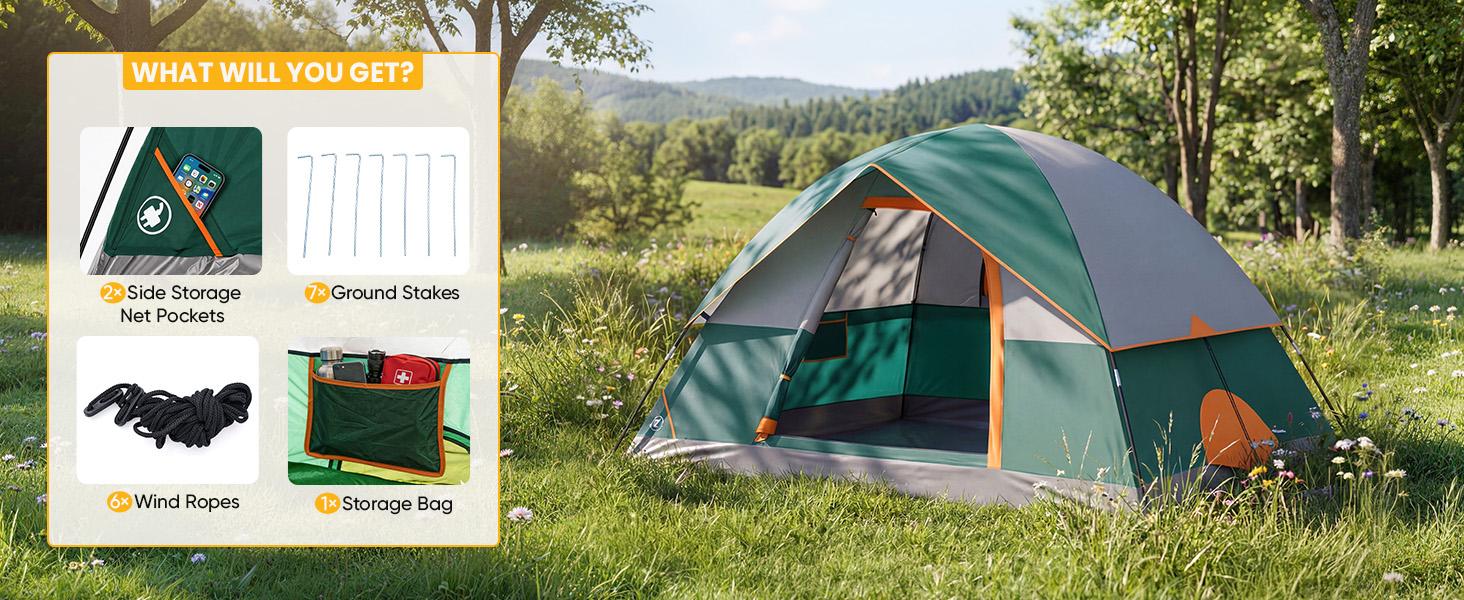 2/4 Person Waterproof Camping Tent with Rainfly, Easy Setup Dome Tent with Mesh Windows & Skylights, Lightweight Portable Tent for Outdoor Camping, Festivals & Backyard 2/4 Person Waterproof Camping Tent with Rainfly, Easy Setup Dome Tent with Mesh Windows & Skylights, Lightweight Portable Tent for Outdoor Camping, Festivals & Backyard