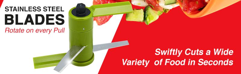 Kuhn Rikon Pull Chop Chopper Manual Food Processor with Cord for Chopping Fruits Vegetables Nuts & More | Sharp Blades Durable ABS Plastic Kitchen Utensil