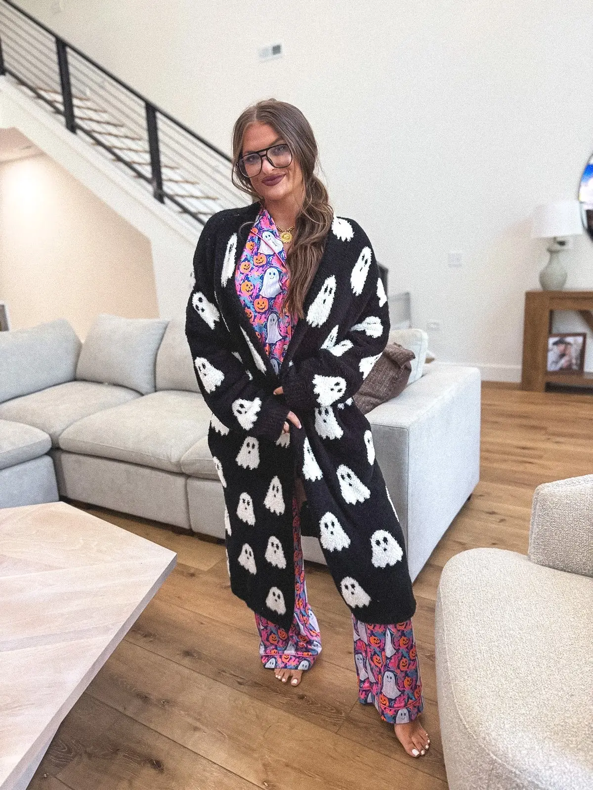 BIRDIE Ghost Cardigan in Black & White